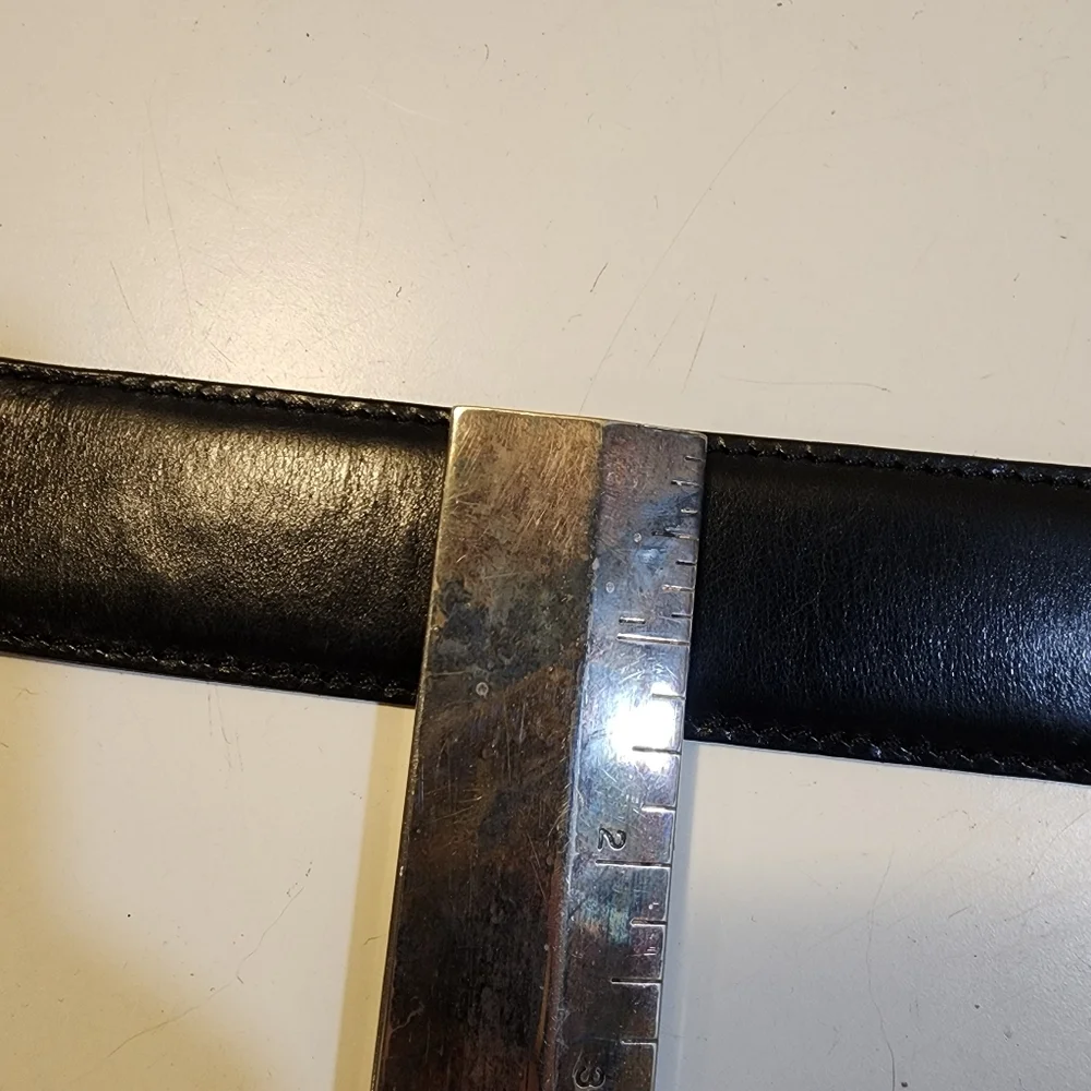 FOSSIL Black Leather Belt with Silver Buckle Size M